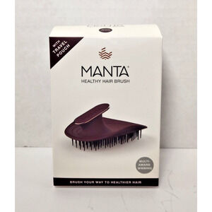 Manta HEALTHY HAIR BRUSH Detangles Wet Dry Anti-Static Flexible Burgandy Pouch
